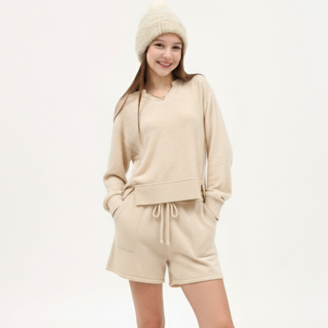 Tenly Cozy Beige Shorts
