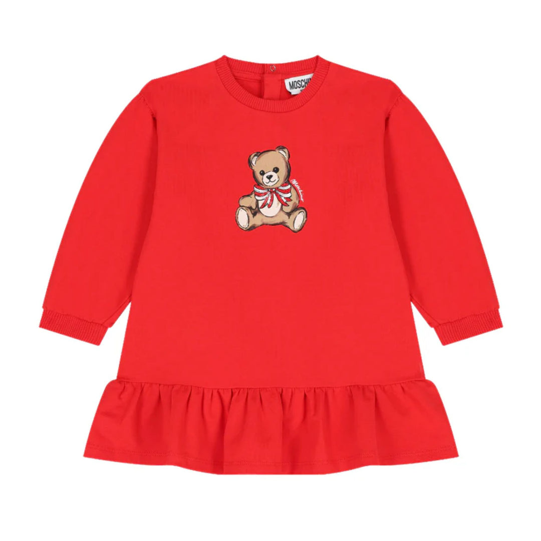 Moschino Baby Girls Bow Bear Red Dress