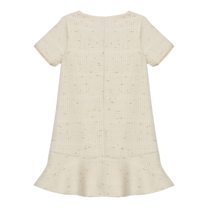 Patachou Ecru & Gold Tweed Dress