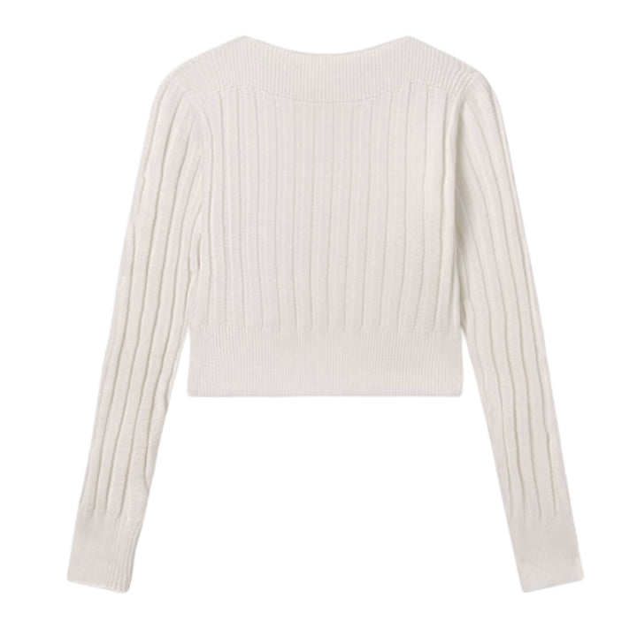 Mayoral White Rib Knit Sweater