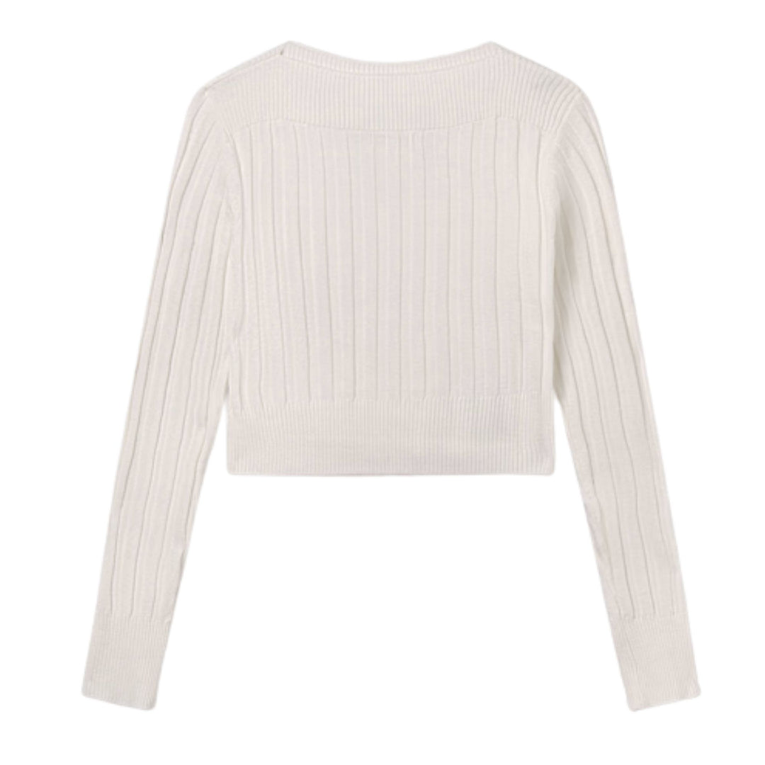 Mayoral White Rib Knit Sweater