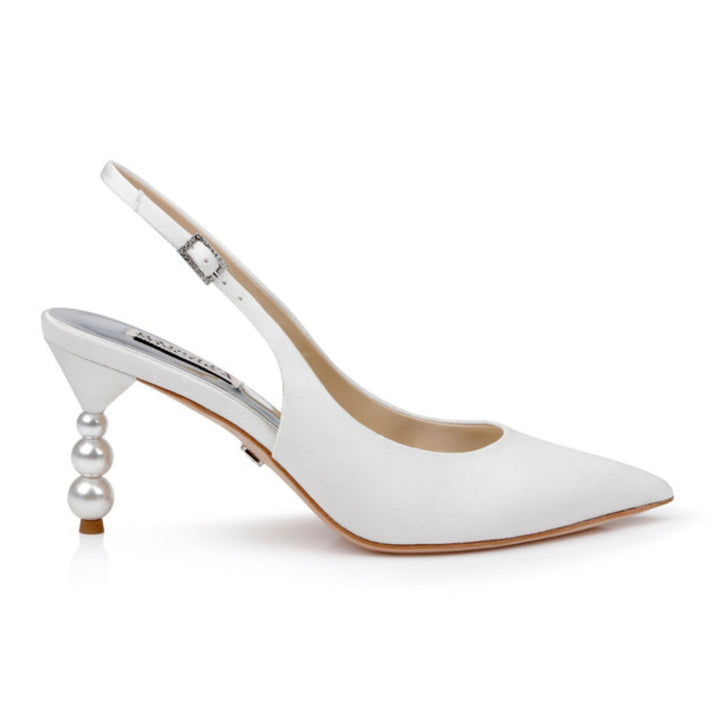 Badgley Mischka Womens Beatrix White Slingback Heels