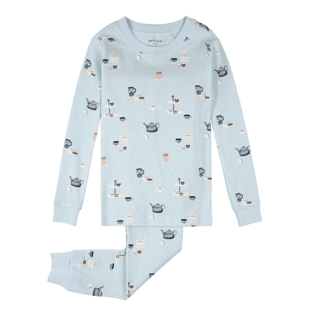 Petit Lem Tea Party Print PJ Set
