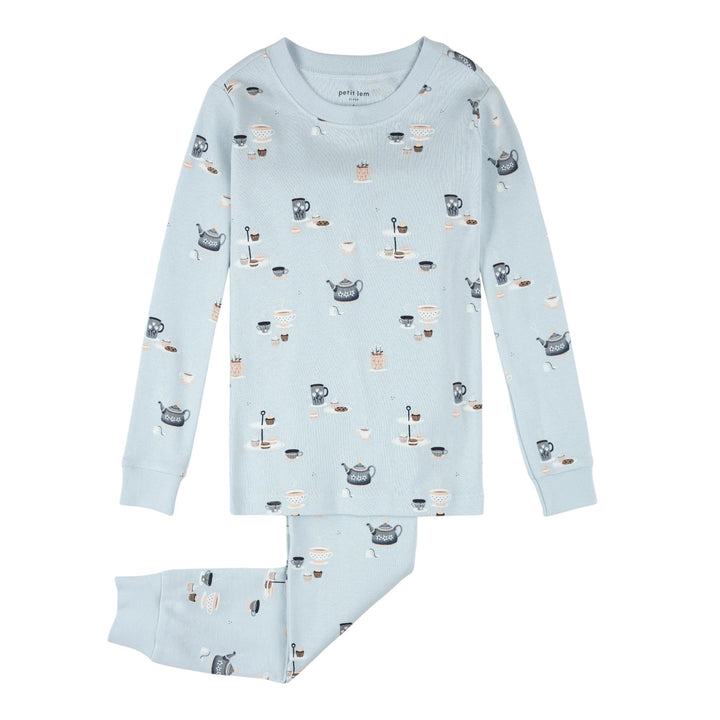Petit Lem Tea Party Print PJ Set