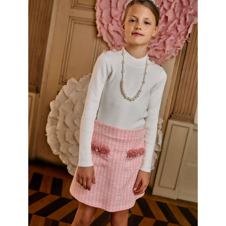 Patachou Ecru & Pink Tweed Ensemble