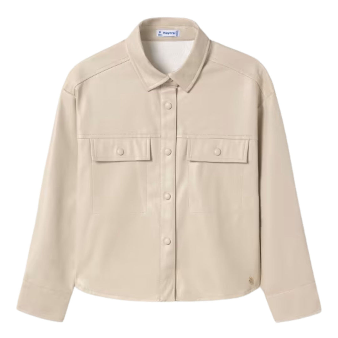 Mayoral Faux Leather Stone Overshirt