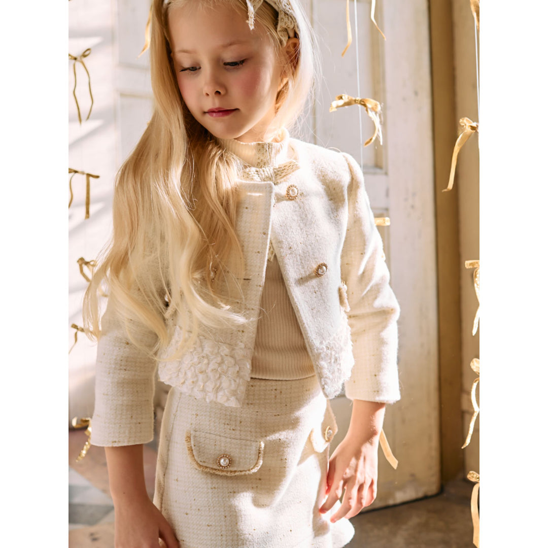 Patachou Ecru & Gold Lurex Jacket