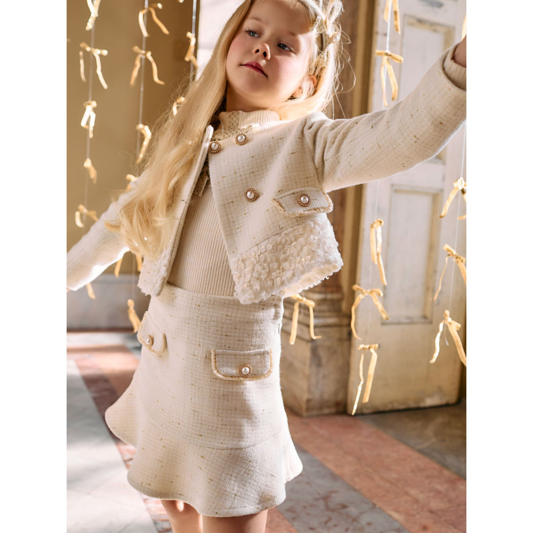 Patachou Ecru & Gold Tweed Ensemble