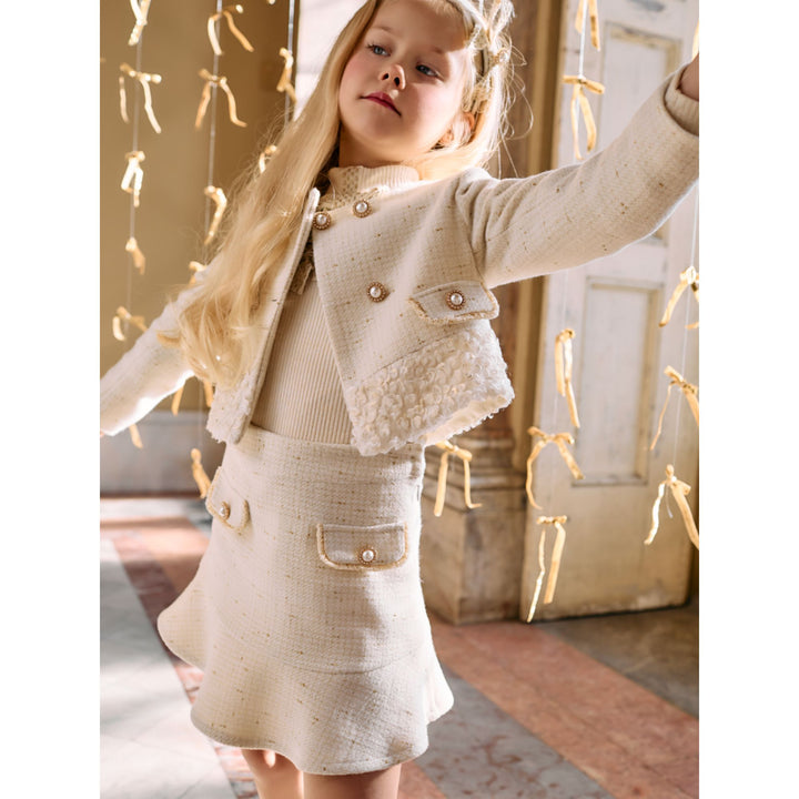 Patachou Ecru & Gold Tweed Ensemble