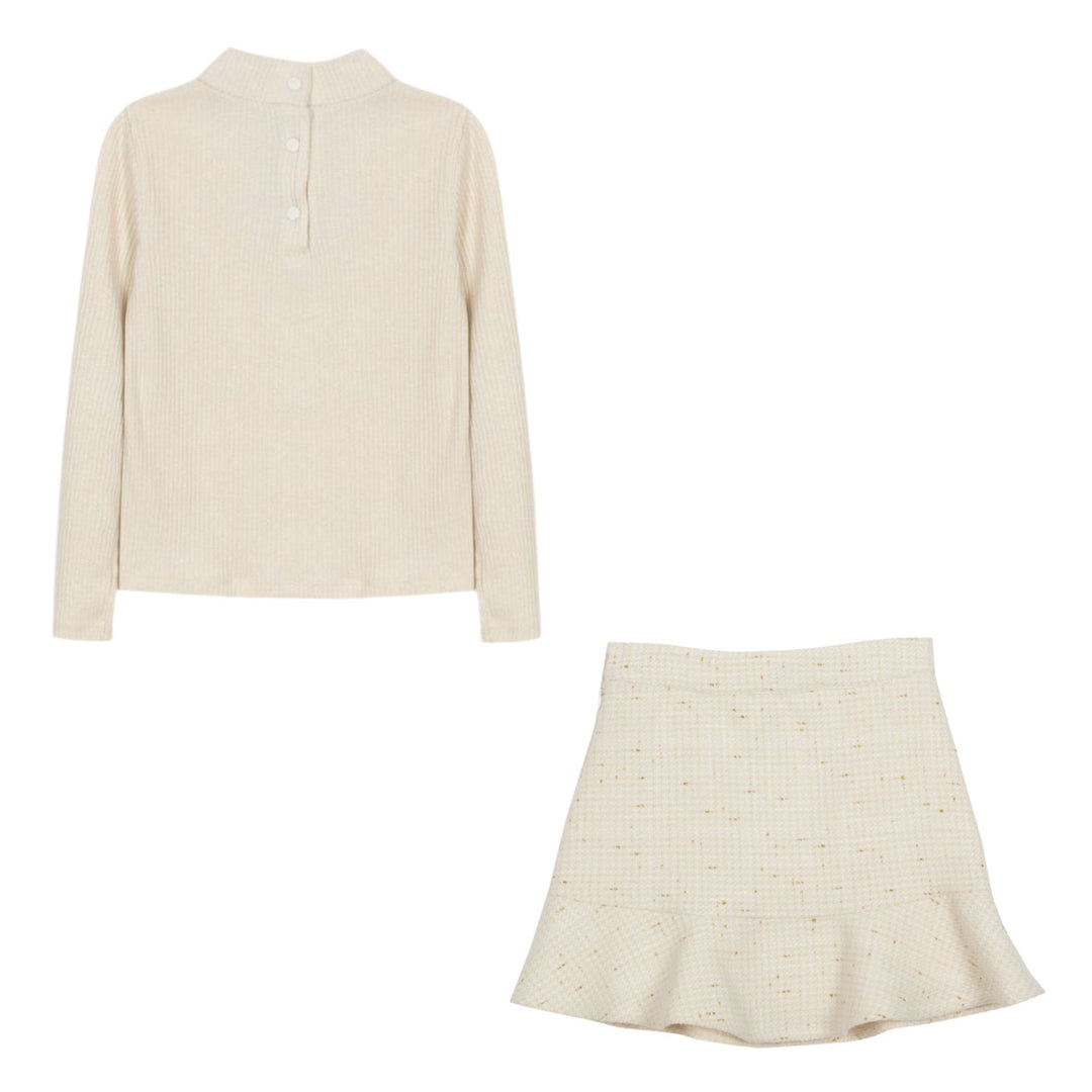 Patachou Ecru & Gold Tweed Ensemble