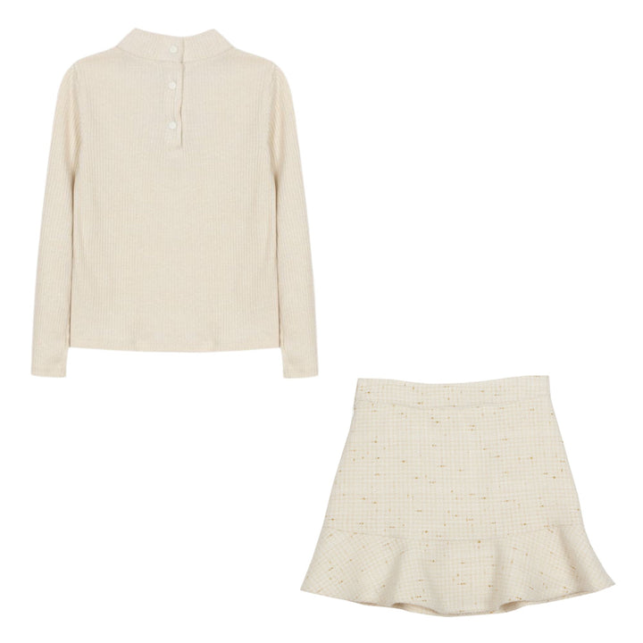 Patachou Ecru & Gold Tweed Ensemble