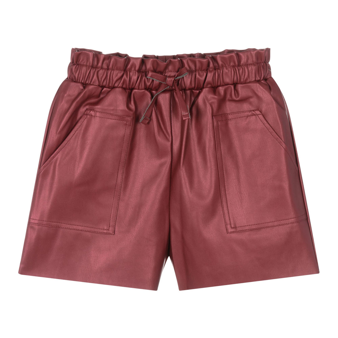 Mayoral Faux Leather Burgundy Shorts