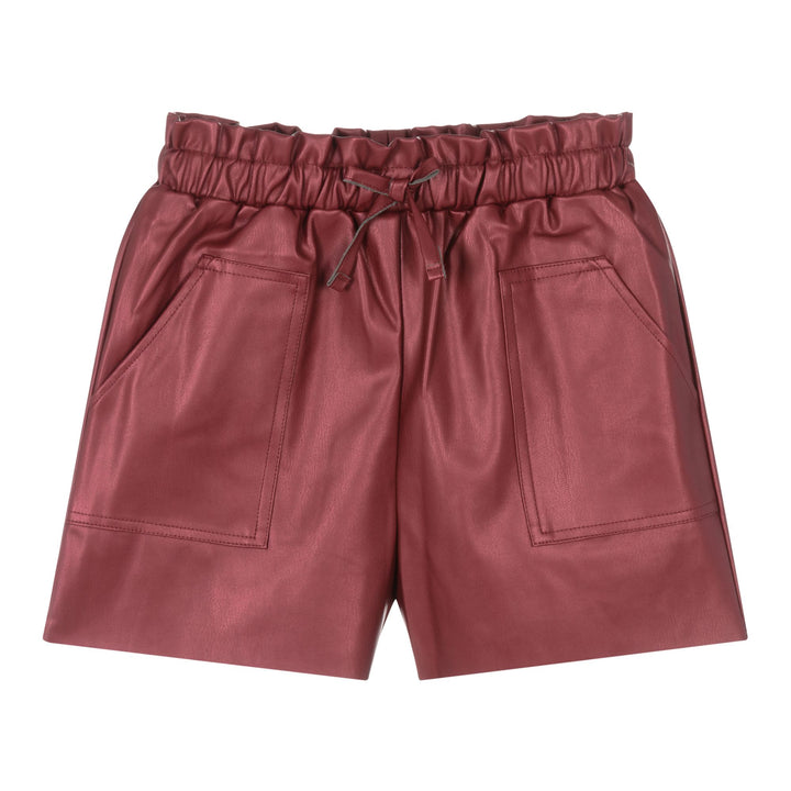 Mayoral Faux Leather Burgundy Shorts
