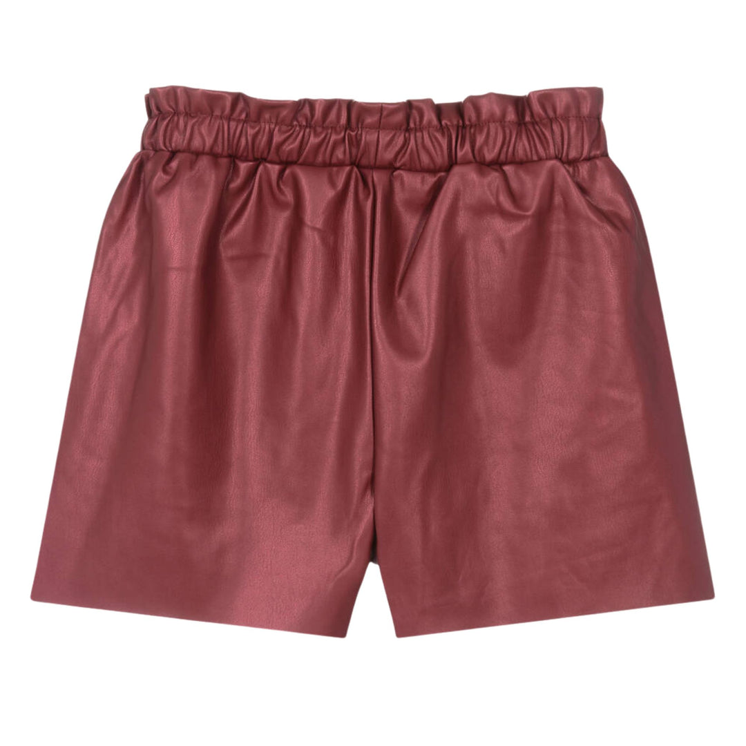 Mayoral Faux Leather Burgundy Shorts