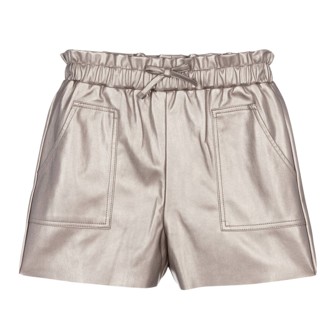 Mayoral Faux Leather Silver Shorts