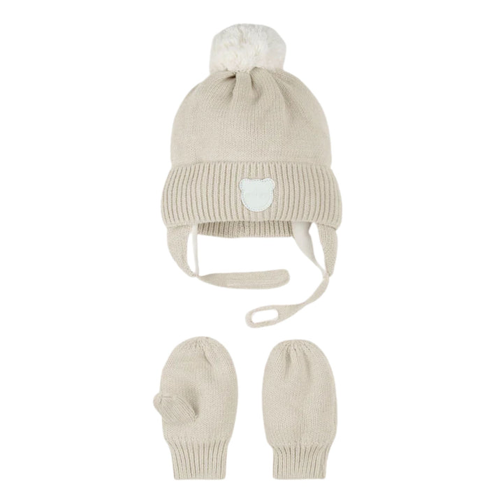 Petit Lem Baby Winter Hat and Mits Beige