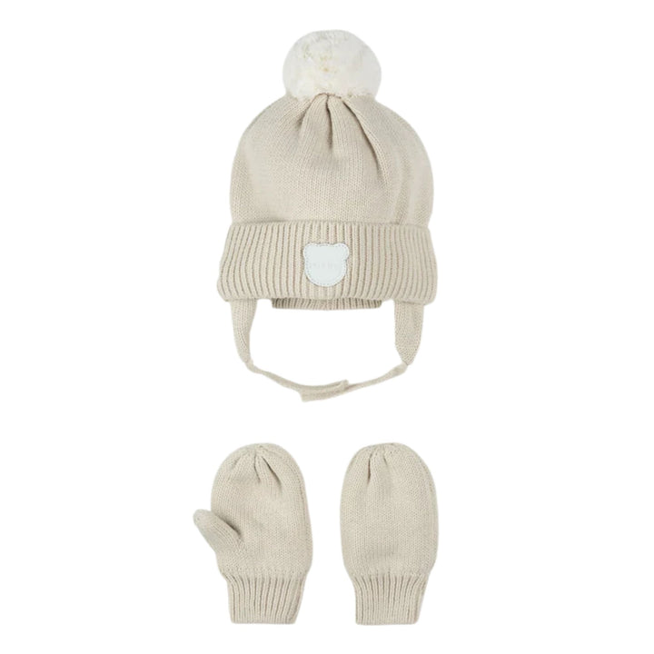 Petit Lem Baby Winter Hat and Mits Beige