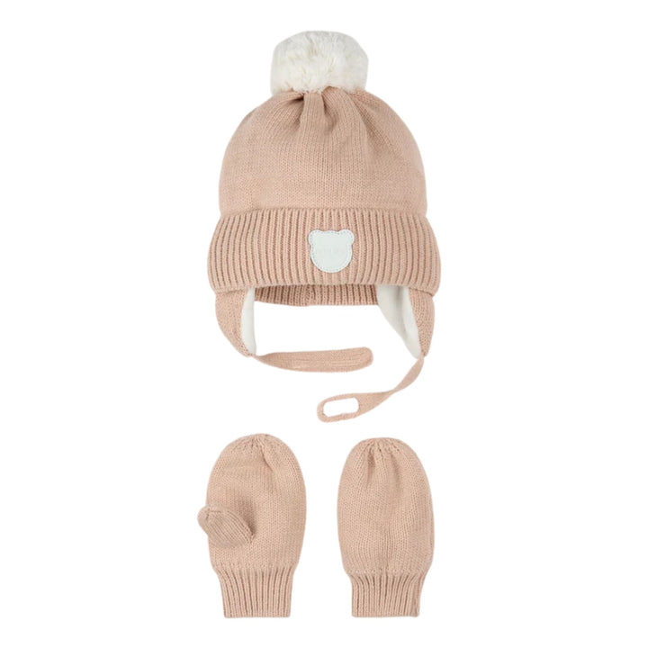 Petit Lem Baby Girls Winter Hat and Mits Rose