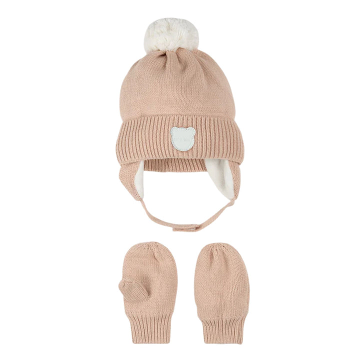 Petit Lem Baby Girls Winter Hat and Mits Rose