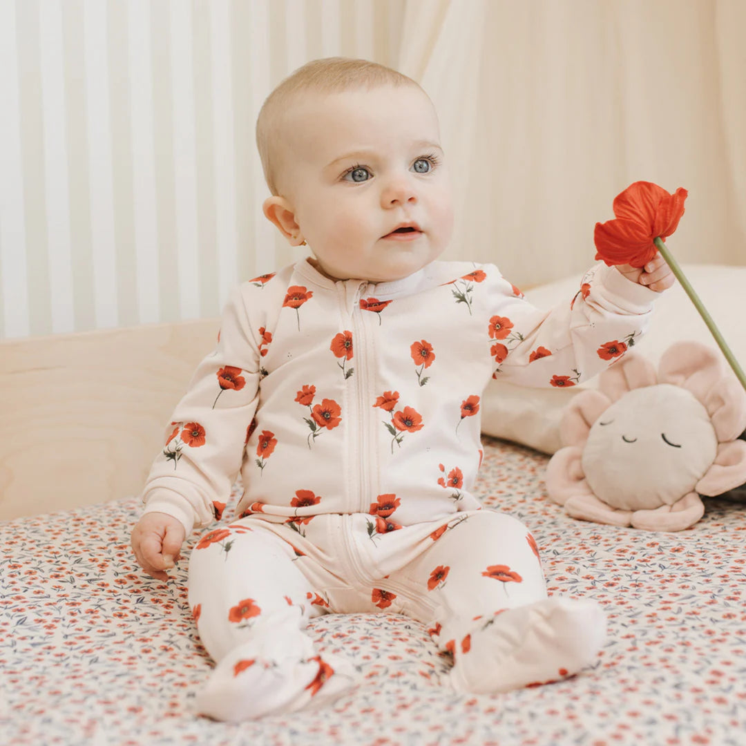 Petit Lem Baby Girls Poppy Print Sleeper