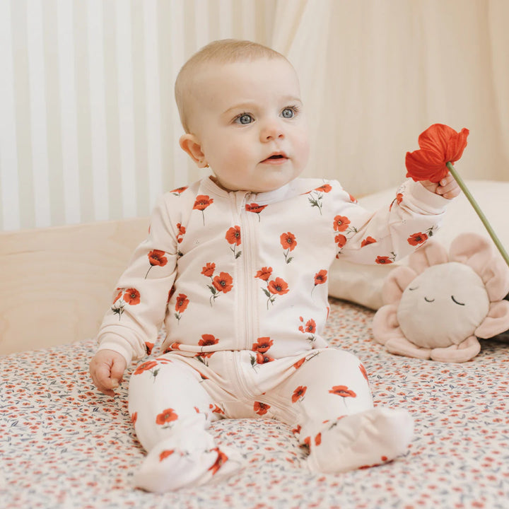 Petit Lem Baby Girls Poppy Print Sleeper