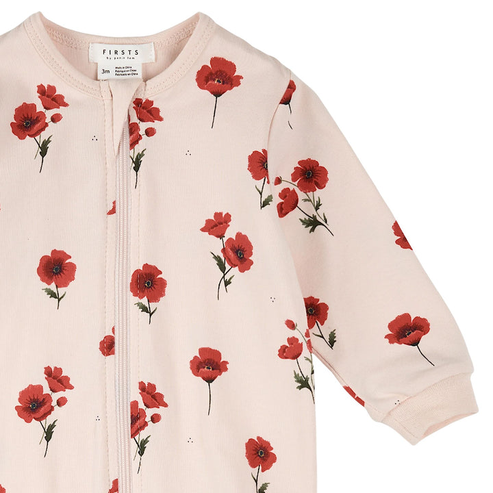 Petit Lem Baby Girls Poppy Print Sleeper