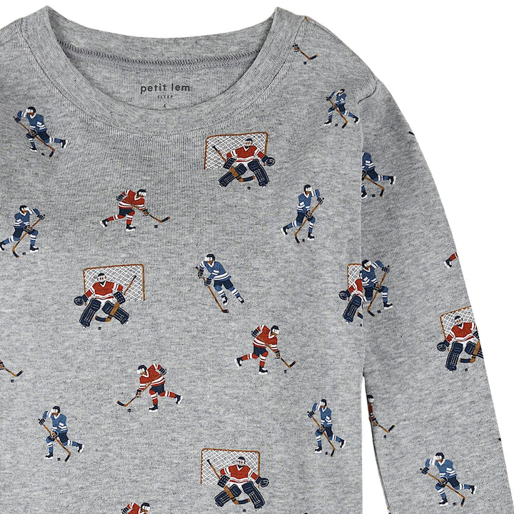 Petit Lem Hockey Players Print PJ Set