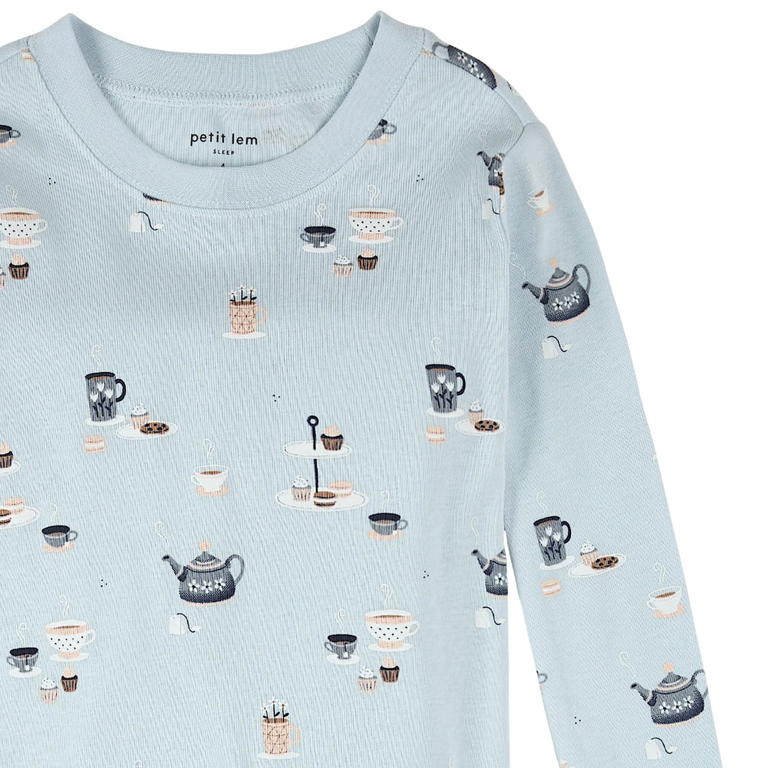 Petit Lem Tea Party Print PJ Set