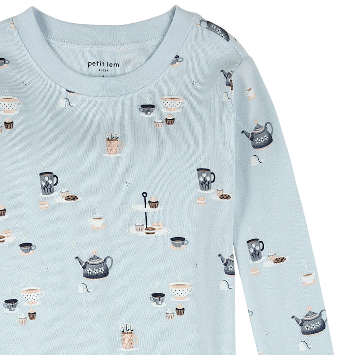 Petit Lem Tea Party Print PJ Set