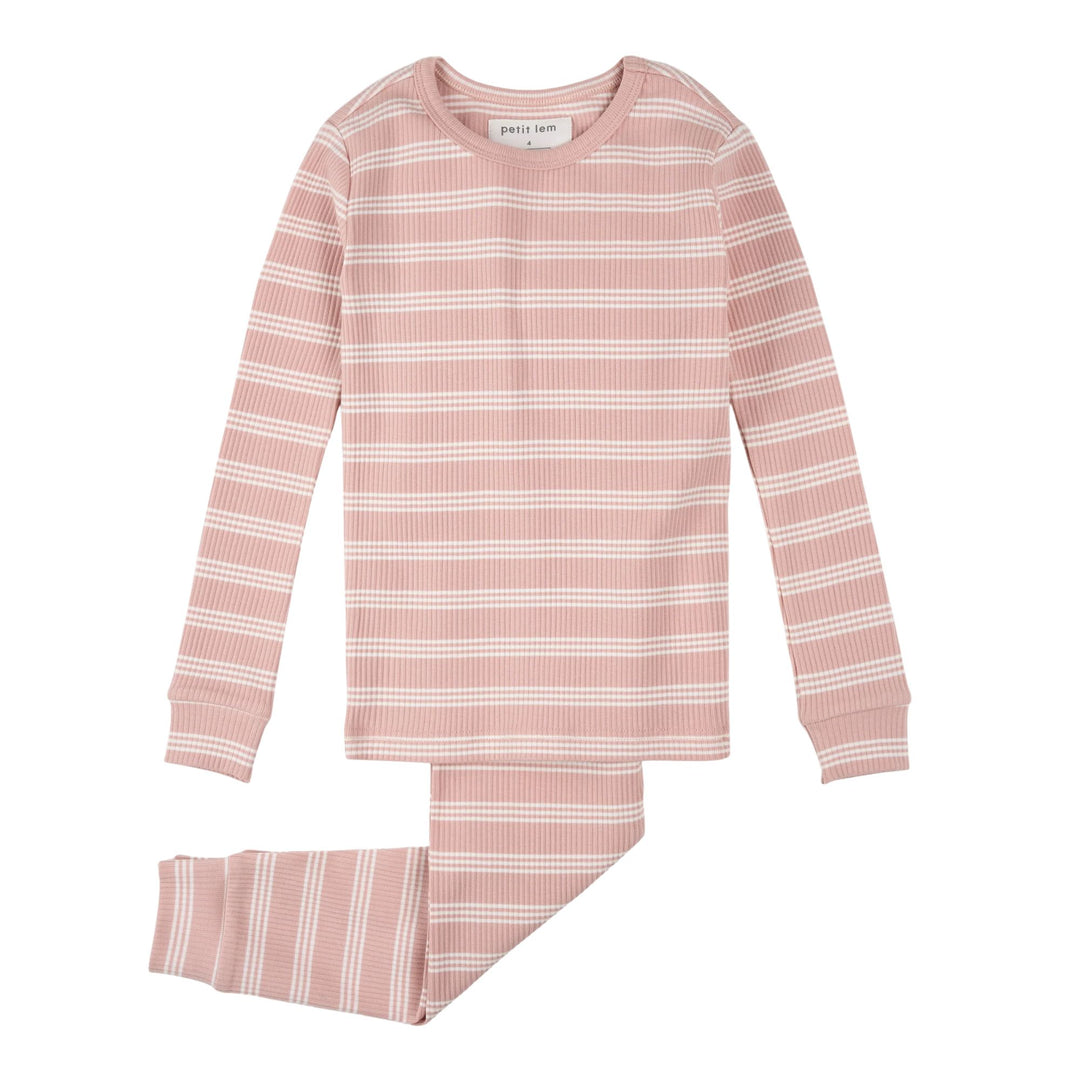 Petit Lem Rose Striped PJ Set