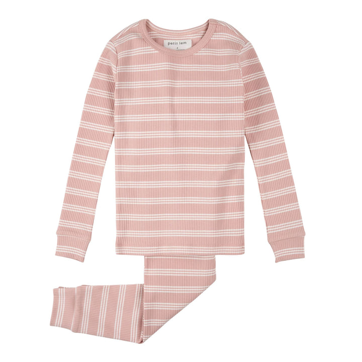 Petit Lem Rose Striped PJ Set