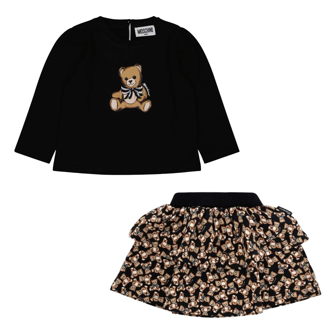 Moschino Baby Girls Bow Bear Black Ensemble