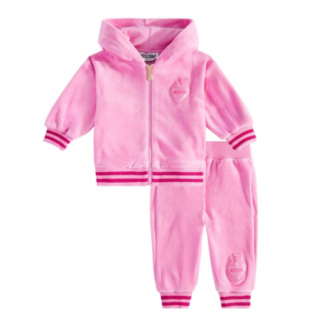 Moschino Baby Girls Velvet Pink Tracksuit