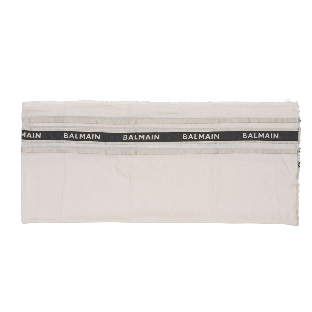 Balmain Ivory Woven Scarf