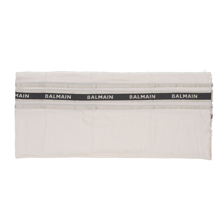 Balmain Ivory Woven Scarf