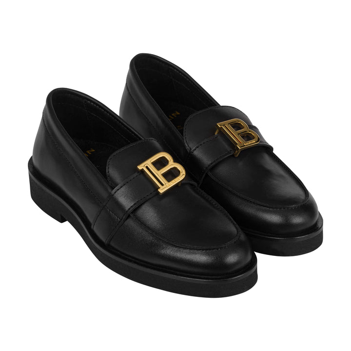 Balmain Black Leather Loafers