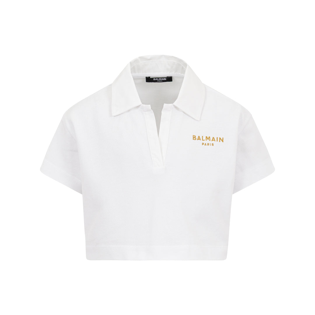 Balmain Cropped White Polo