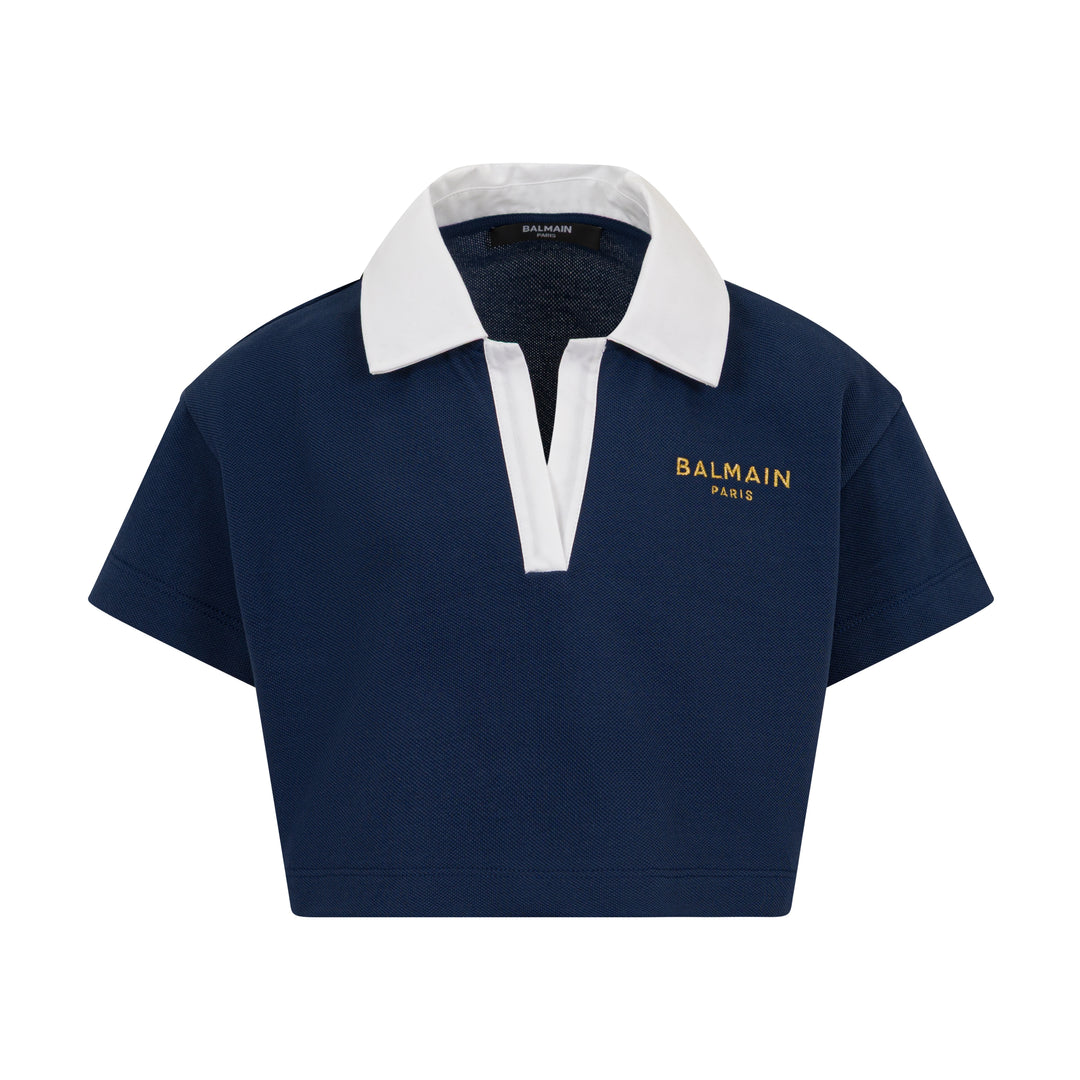 Balmain Cropped Navy Polo