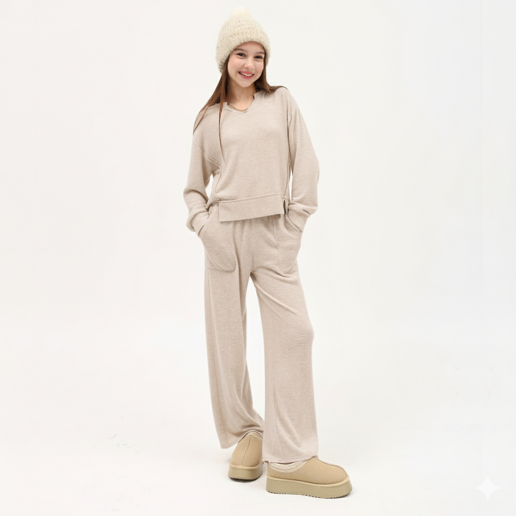 Tenly Cozy Beige Sweatpants