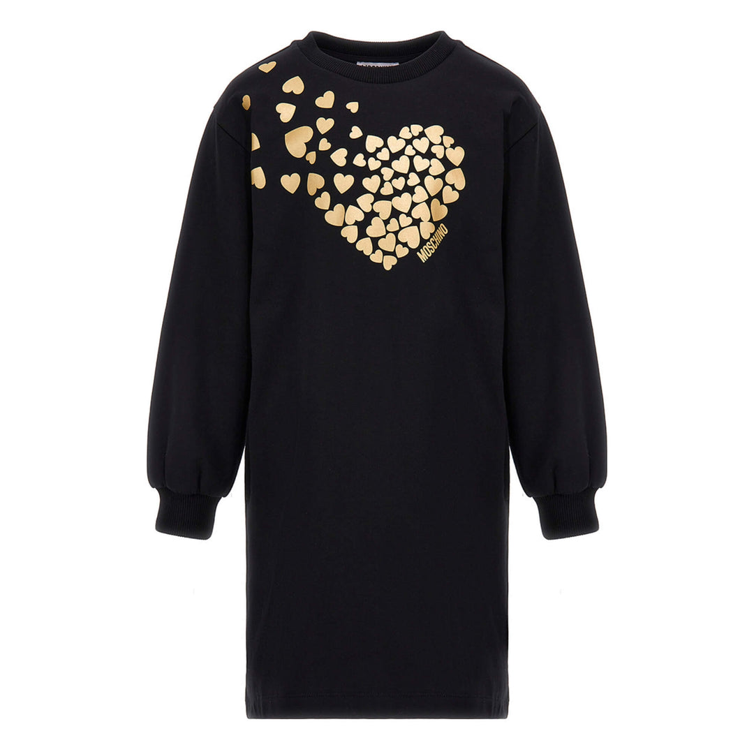 black dress with gold hearts Sister Jane Golden Hearts midi dress and headband co-ord in black and gold