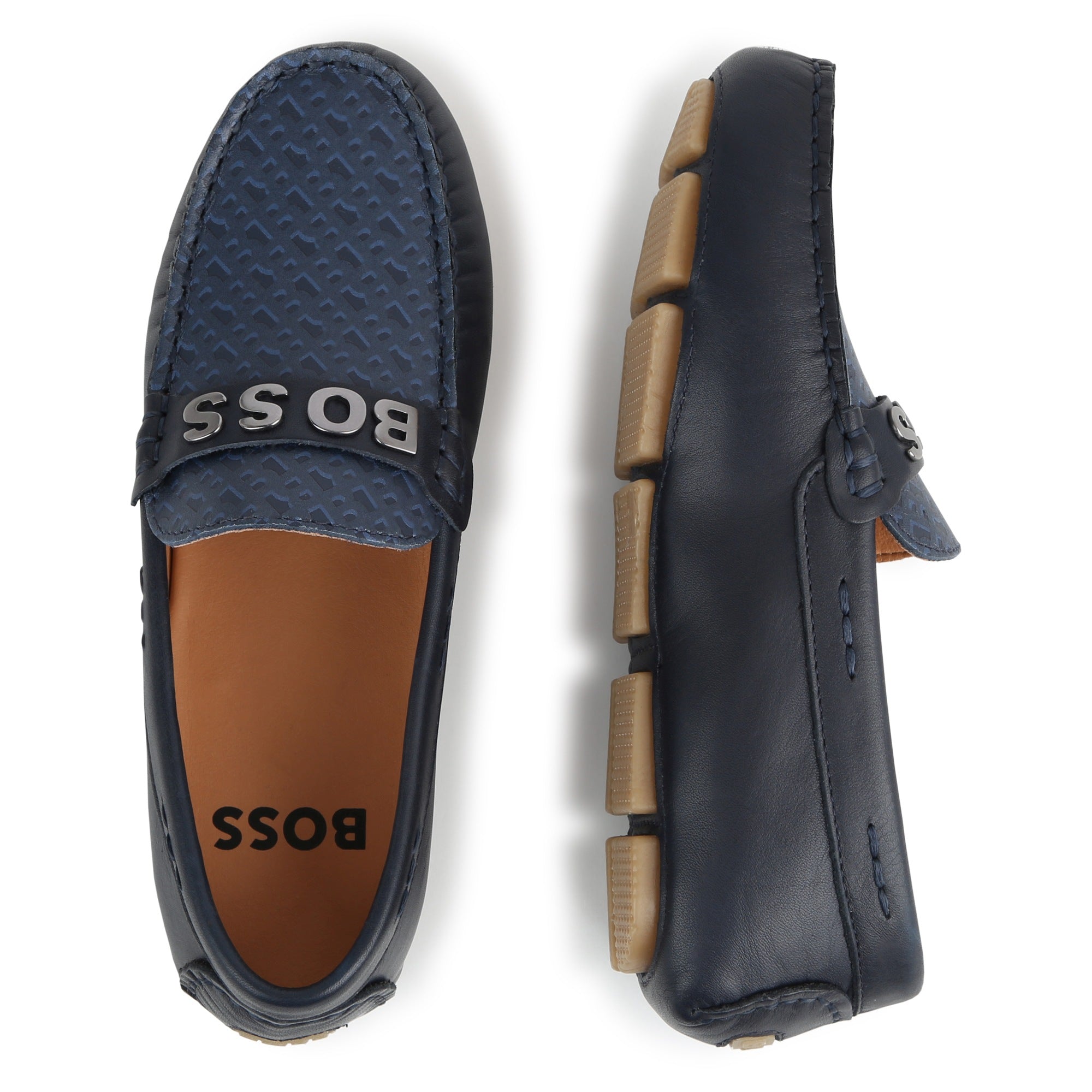 Hugo Boss Navy Monogram Loafers