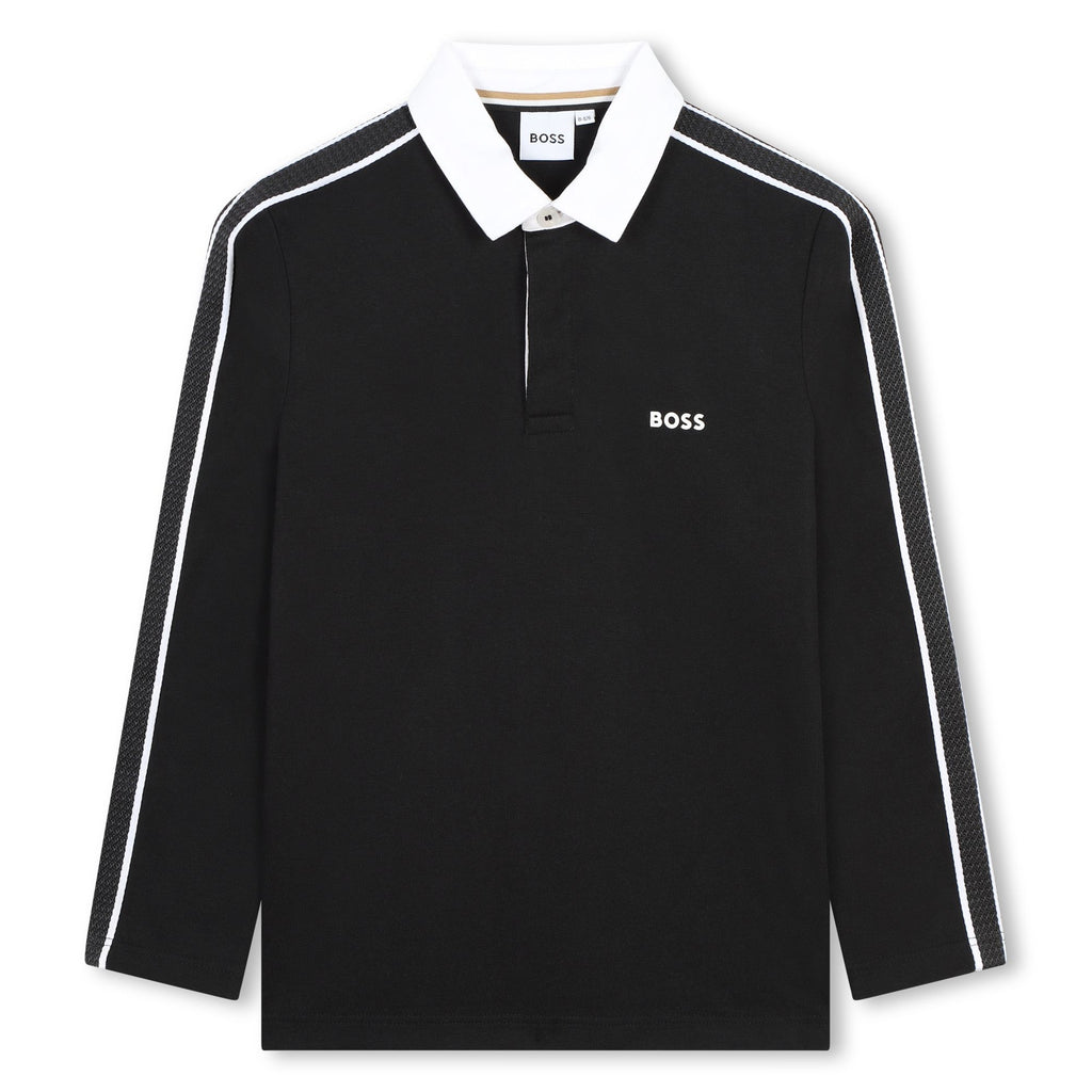 Hugo boss black long sleeve polo shirt best sale