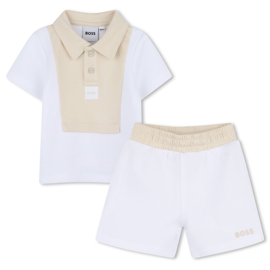 Hugo Boss Baby Boys White & Beige Ensemble