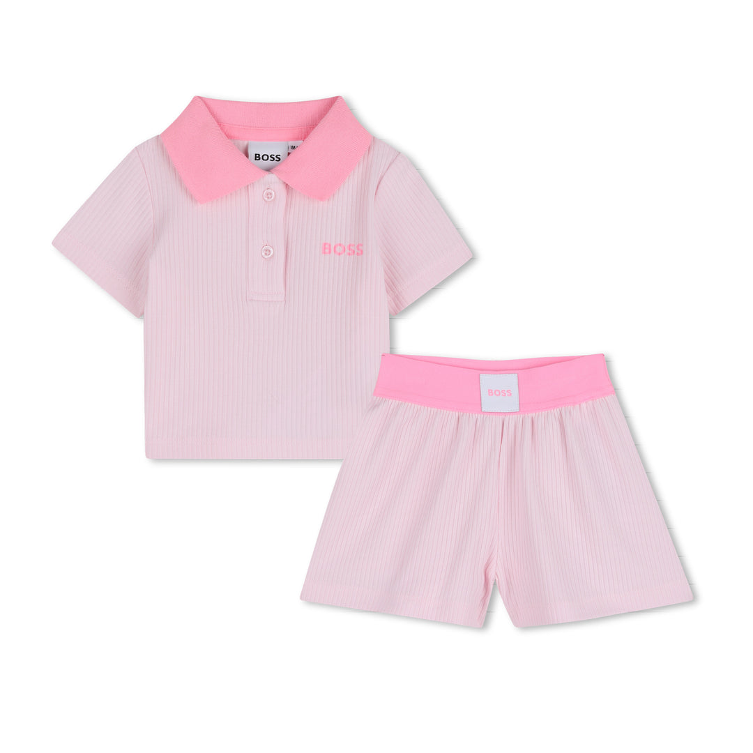 Hugo Boss Baby Girls Pink Polo Ensemble