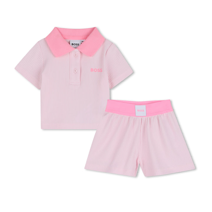 Hugo Boss Baby Girls Pink Polo Ensemble