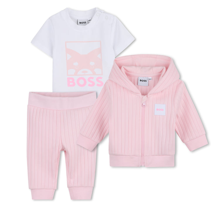 Hugo Boss Baby Girls Ribbed Pink Tracksuit