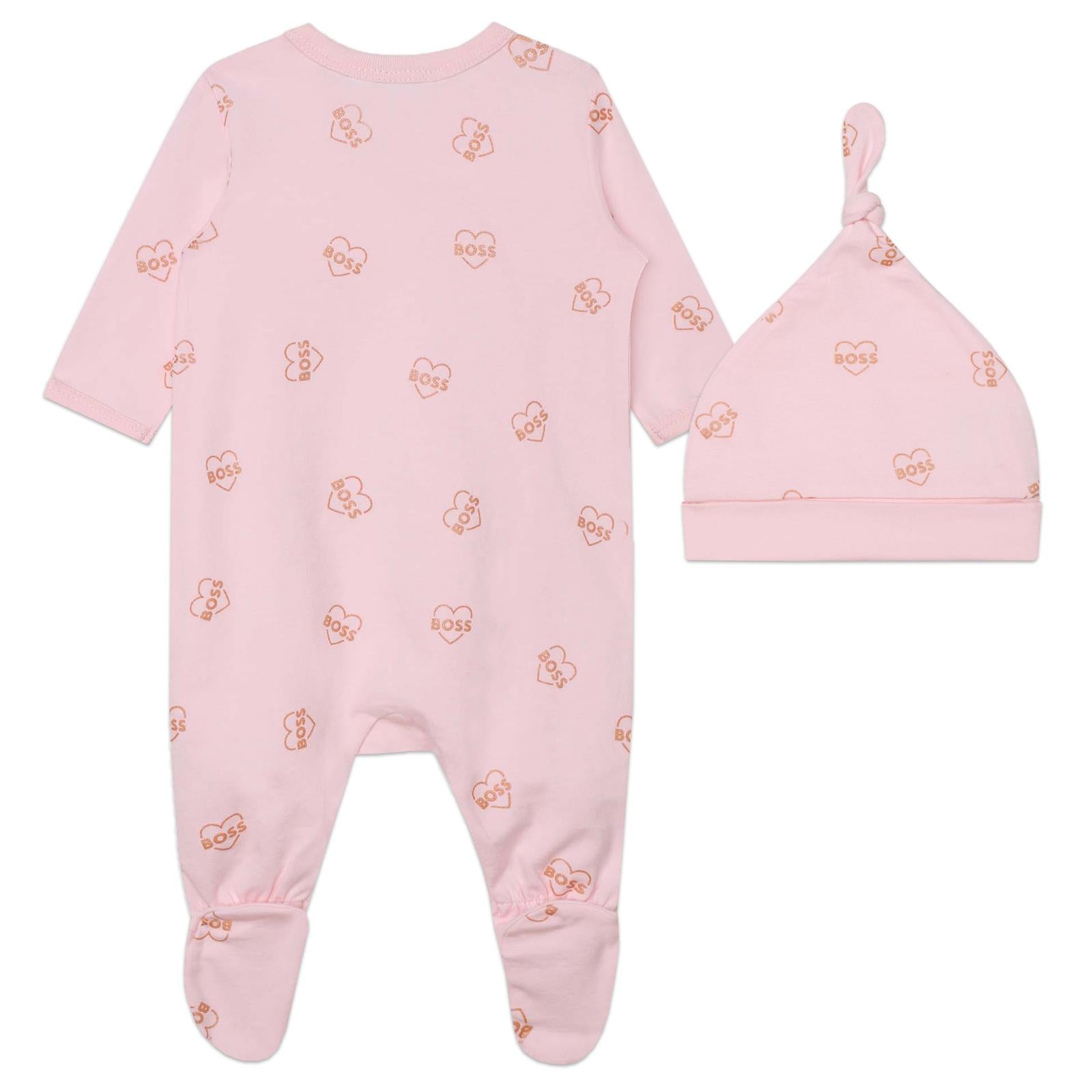 Hugo Boss Baby Girls Pink Heart Pyjama Ensemble