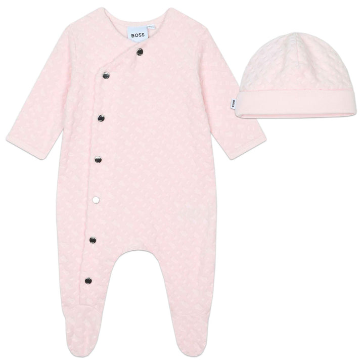 Hugo Boss Baby Girls Pink Monogram Pyjama Ensemble