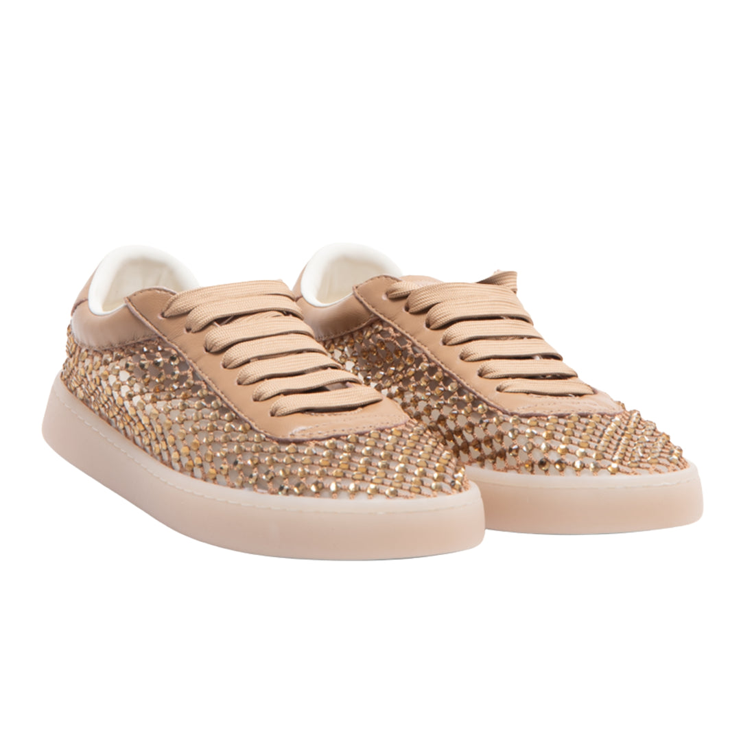 Back70 Womens Smart Strass Brown Sneakers