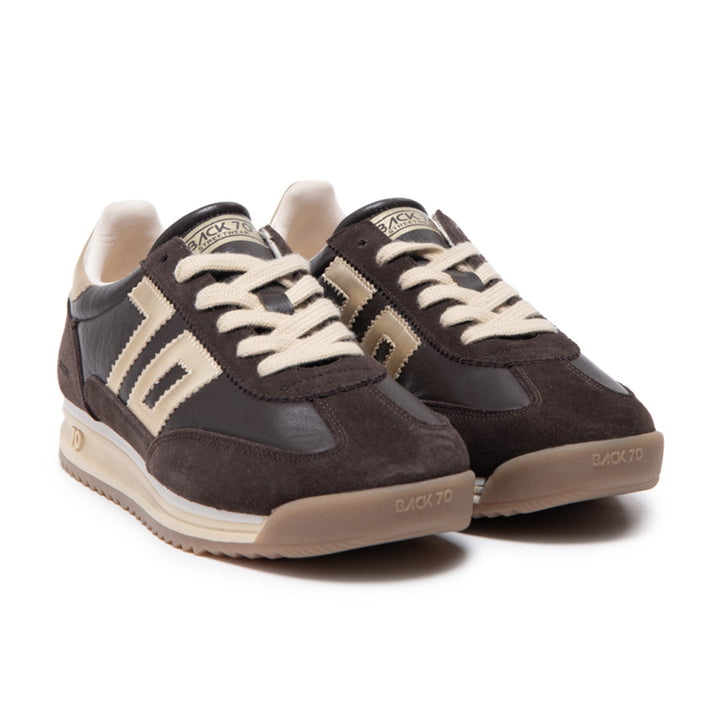 Back70 Womens Jogger Coffee Golden Sneakers